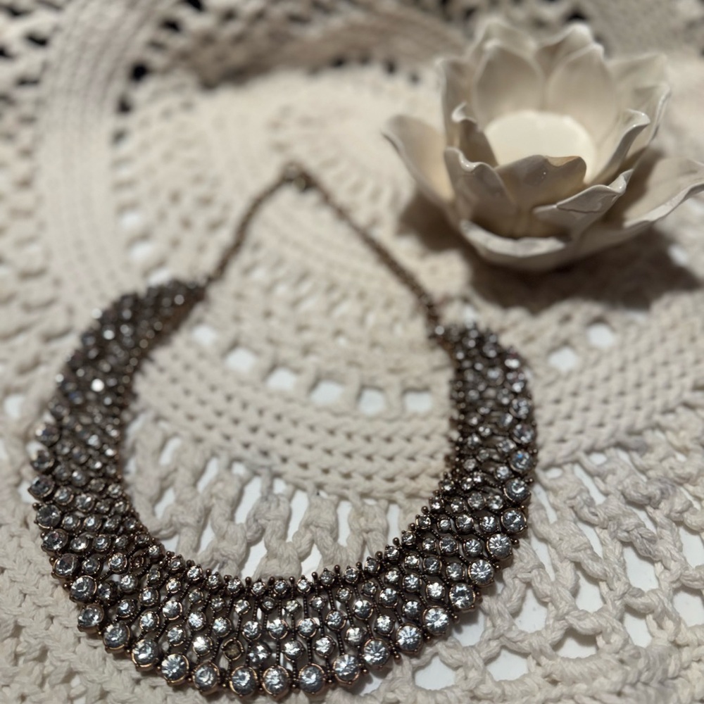Dazzling Gold Tone Crystal Necklace